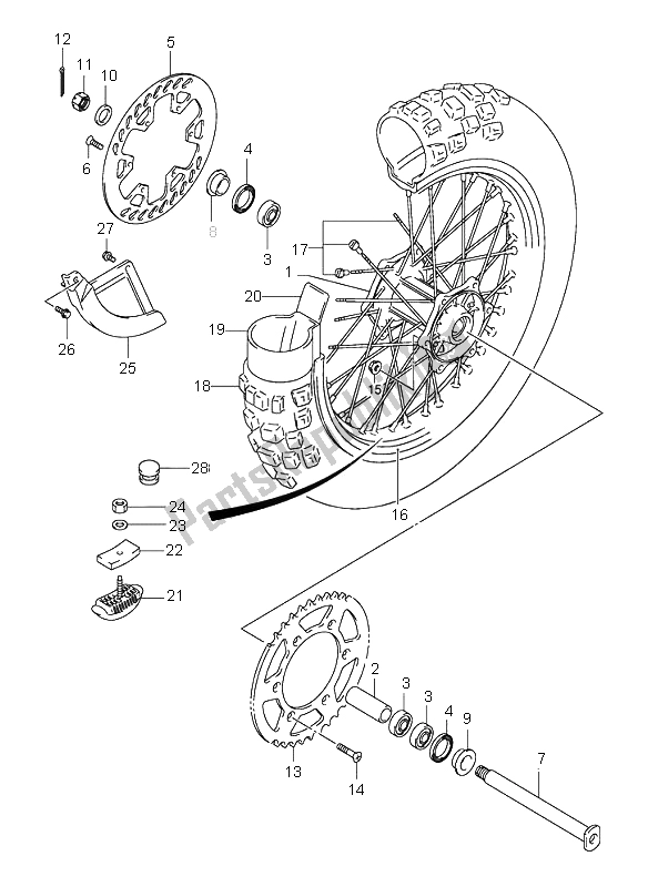 Wszystkie części do Tylne Ko? O Suzuki RM 250 2001