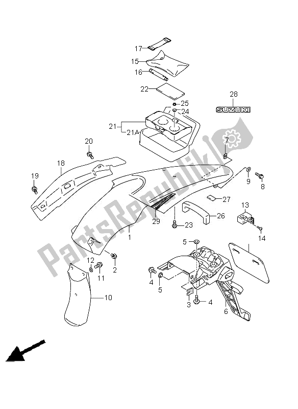 Toutes les pièces pour le Garde-boue Arrière du Suzuki DR Z 400 SM 2007