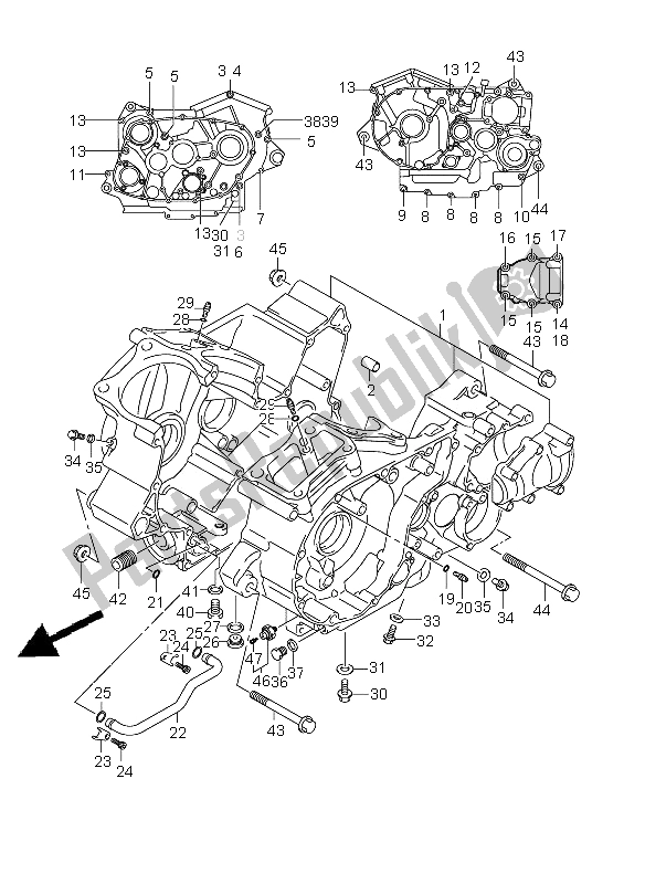 All parts for the Crankcase of the Suzuki VZ 800 Marauder 2005