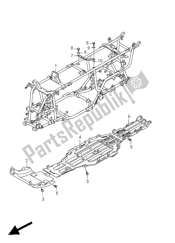 All parts for the Frame of the Suzuki LT A 500 XPZ Kingquad AXI 4X4 2011