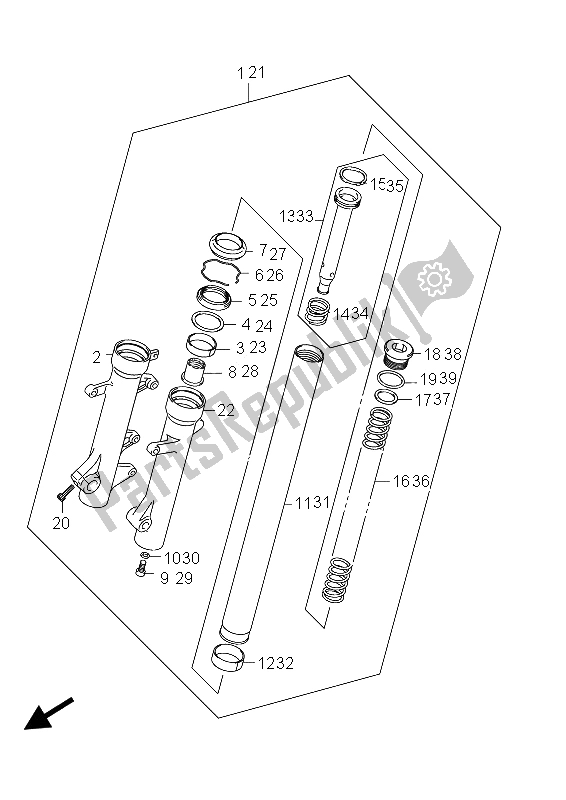 Tutte le parti per il Ammortizzatore Forcella Anteriore (an400 E02) del Suzuki Burgman AN 400 AZA 2012