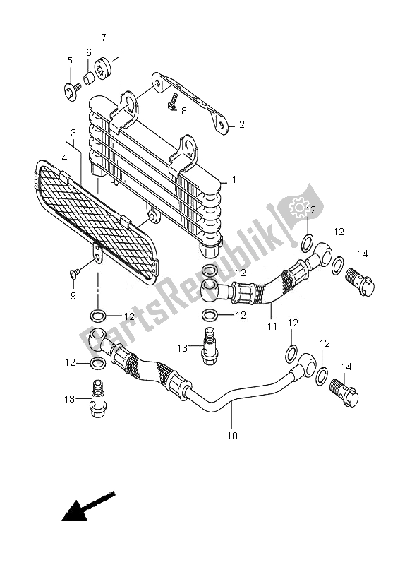 All parts for the Oil Cooler of the Suzuki SV 650 Nsnasa 2007