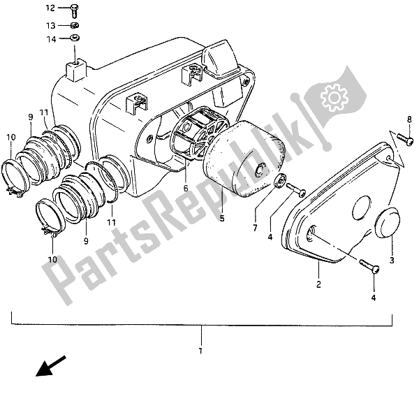 All parts for the Air Cleaner of the Suzuki RG 250F Gamma 1986