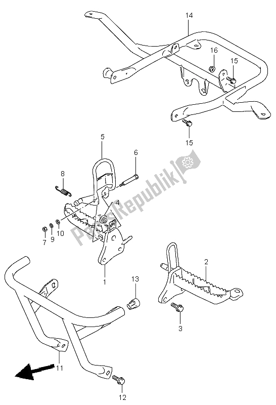 All parts for the Footrest of the Suzuki LT F 160 Quadrunner 2004