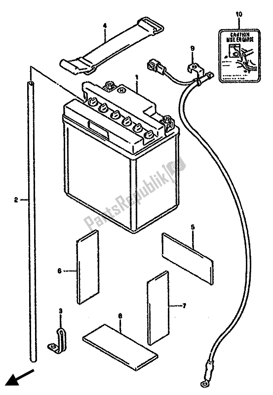 All parts for the Battery of the Suzuki GSX 750F 1990