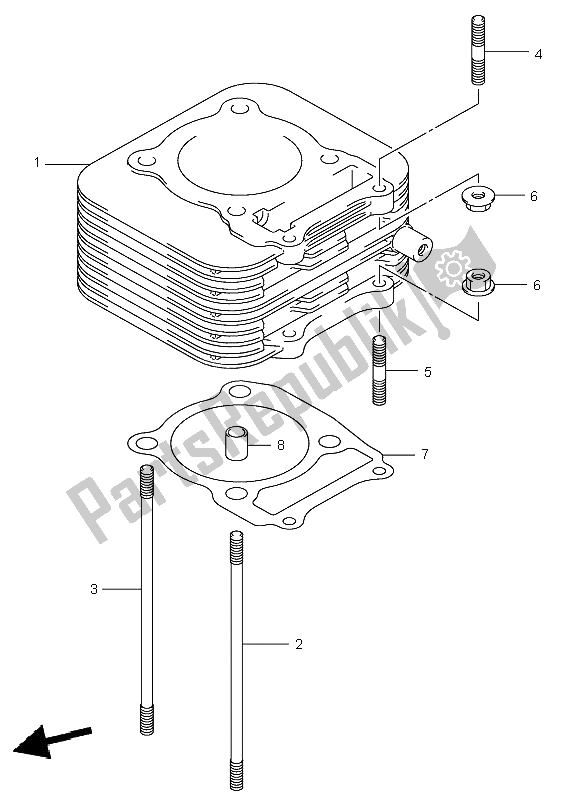 All parts for the Cylinder of the Suzuki LT F 250 Ozark 2002