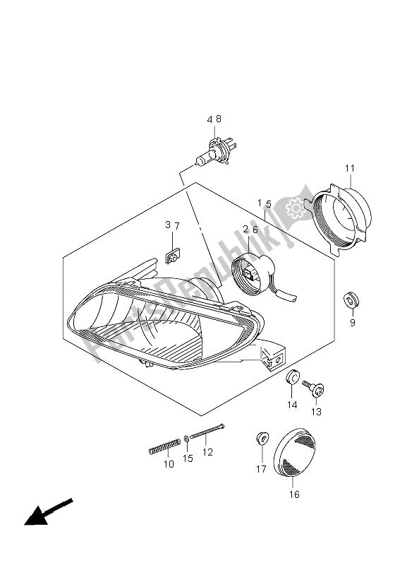 All parts for the Headlamp of the Suzuki LT A 450 XZ Kingquad 4X4 2009