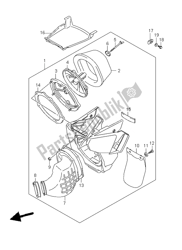 All parts for the Air Cleaner of the Suzuki RM 125 2007