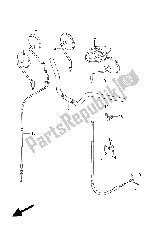 All parts for the Handlebar & Front Cable of the Suzuki GN 125E 2000