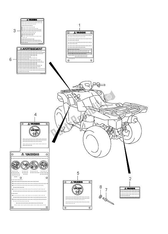 Tutte le parti per il Etichetta (lt-a750x P28) del Suzuki LT A 750 XZ Kingquad AXI 4X4 2011