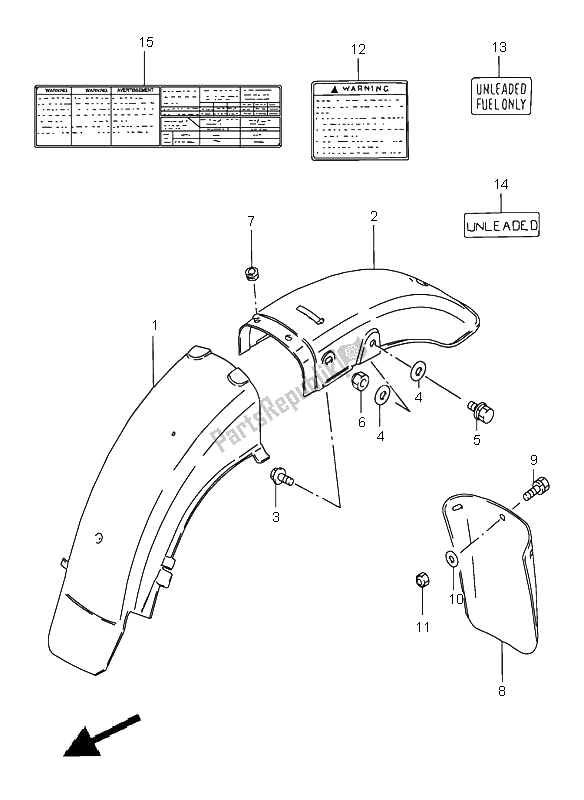 Todas las partes para Guardabarros Trasero de Suzuki GN 250E 1996