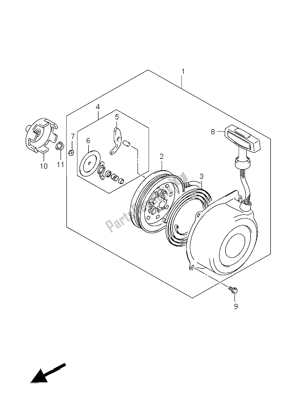 All parts for the Recoil Starter of the Suzuki LT F 250 Ozark 2009