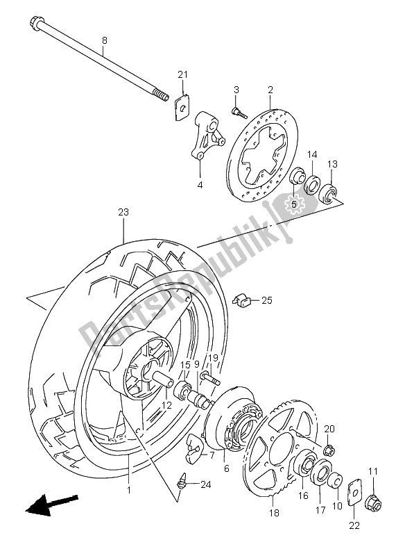 Tutte le parti per il Ruota Posteriore del Suzuki GSX 750 1998