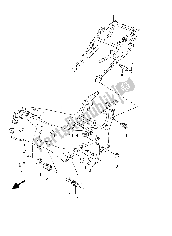 All parts for the Frame of the Suzuki GSX 1300R Hayabusa 2004