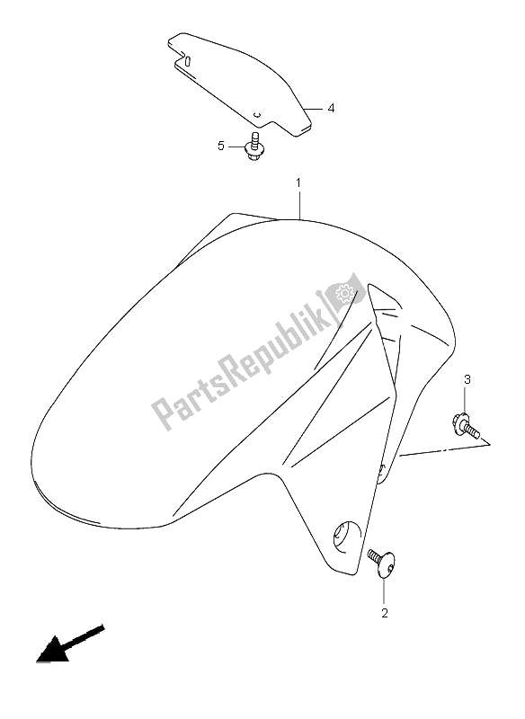 All parts for the Front Fender of the Suzuki SV 650 NS 2004