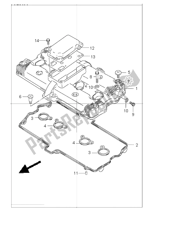 All parts for the Cylinder Head Cover of the Suzuki GSF 1200 NSZ Bandit 2004