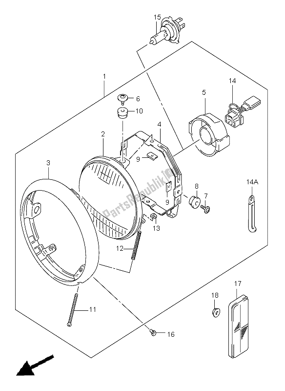 Toutes les pièces pour le Lampe Frontale du Suzuki VS 800 Intruder 2001