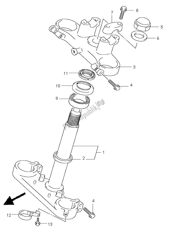 All parts for the Front Fork Bracket of the Suzuki RM 85 SW LW 2006