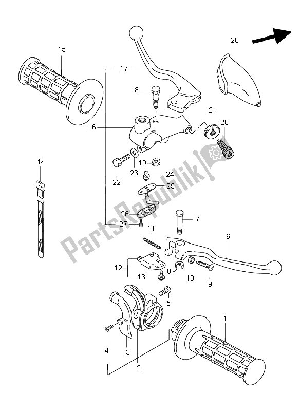 All parts for the Handle Lever of the Suzuki DR 125 SE 1999