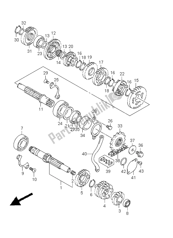 Alle onderdelen voor de Overdragen van de Suzuki DR Z 125 SW LW 2008