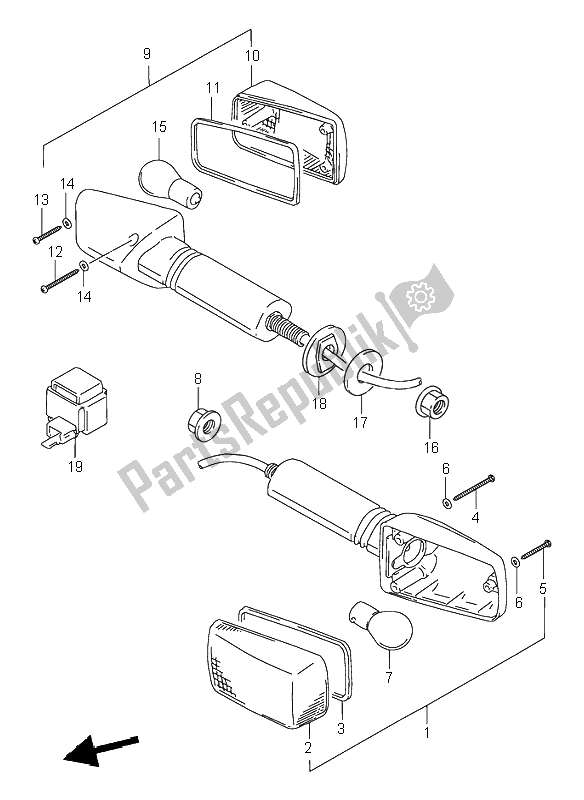 All parts for the Turnsignal Lamp of the Suzuki GSX R 1100W 1995