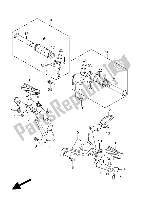 Tutte le parti per il Poggiapiedi del Suzuki VZ 800 Marauder 2005