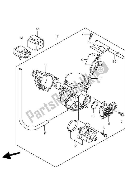 All parts for the Throttle Body of the Suzuki LT A 700X Kingquad 4X4 2006