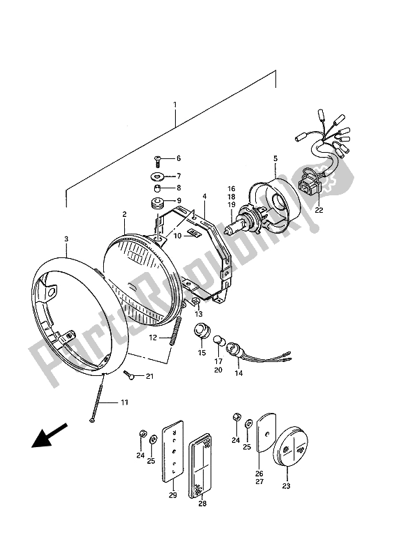 Todas las partes para Lámpara De Cabeza de Suzuki VS 1400 Glpf Intruder 1991