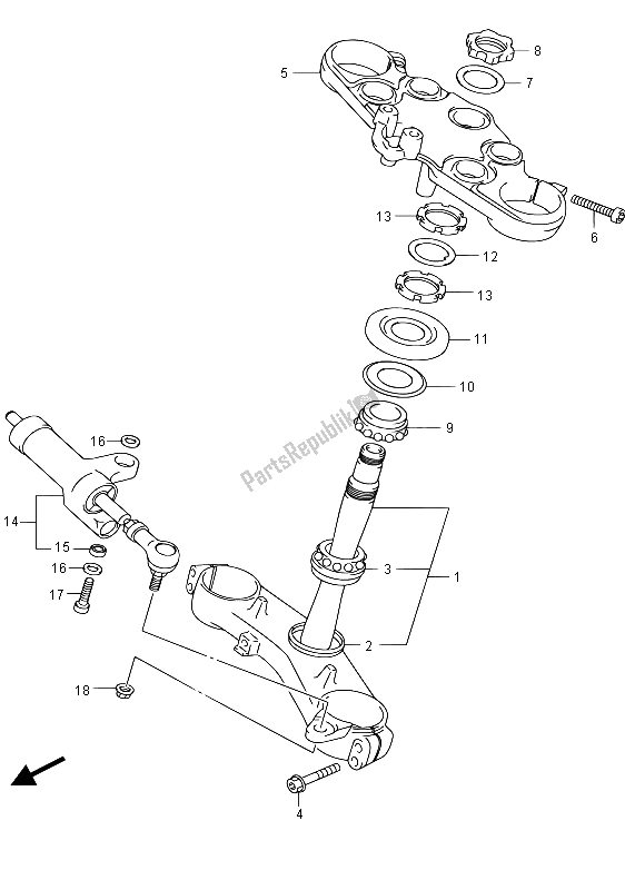 All parts for the Steering Stem of the Suzuki GSX 1300 RA Hayabusa 2015