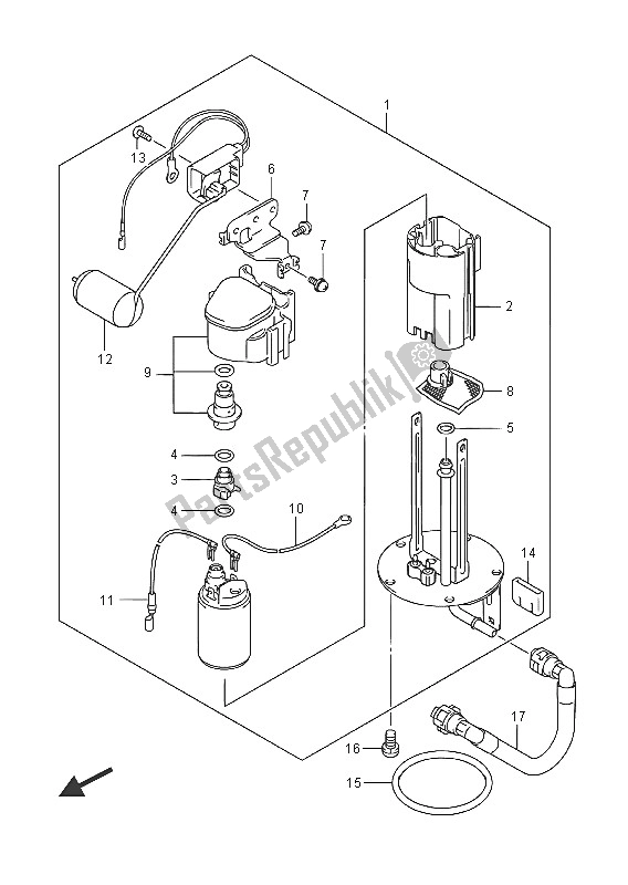 All parts for the Fuel Pump of the Suzuki GSX R 1000A 2016