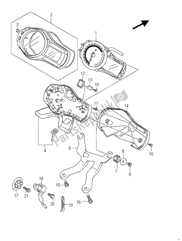 All parts for the Speedometer (gsf650u) of the Suzuki GSF 650 Sasa Bandit 2011