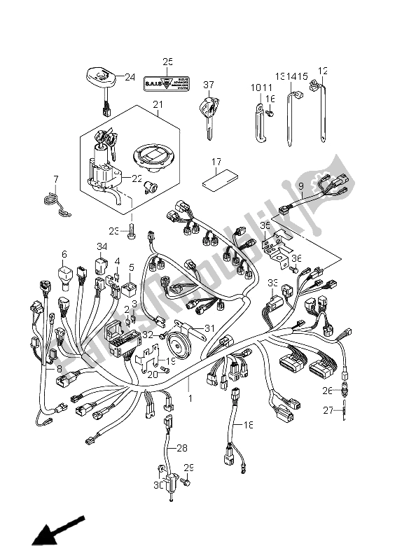 All parts for the Wiring Harness (gsx1300r E19) of the Suzuki GSX 1300R Hayabusa 2011