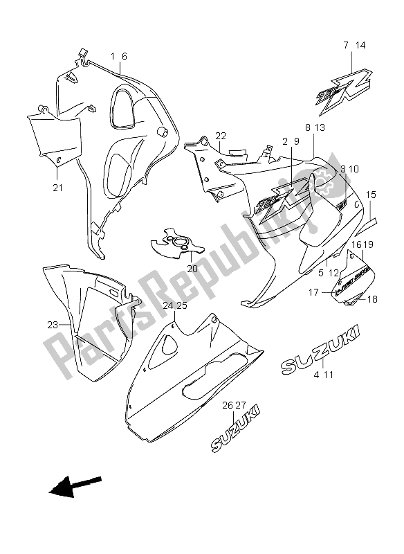 All parts for the Under Cowling of the Suzuki TL 1000R 1999