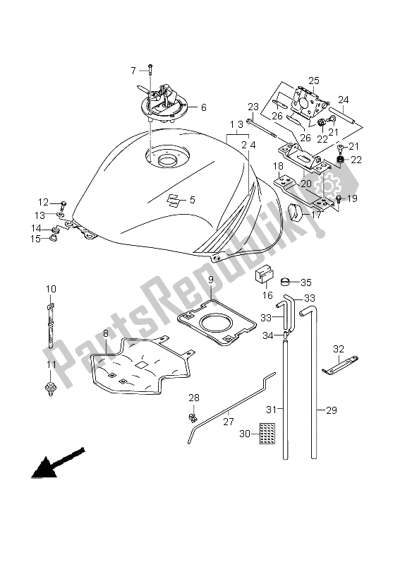 Tutte le parti per il Serbatoio Di Carburante del Suzuki GSX 1300R Hayabusa 2009