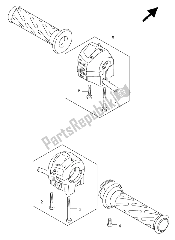 All parts for the Handle Switch (sv1000-u1-u2) of the Suzuki SV 1000 NS 2004