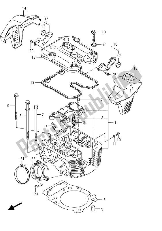 Toutes les pièces pour le Culasse (arrière) (vzr1800 E19) du Suzuki VZR 1800 BZ M Intruder 2015