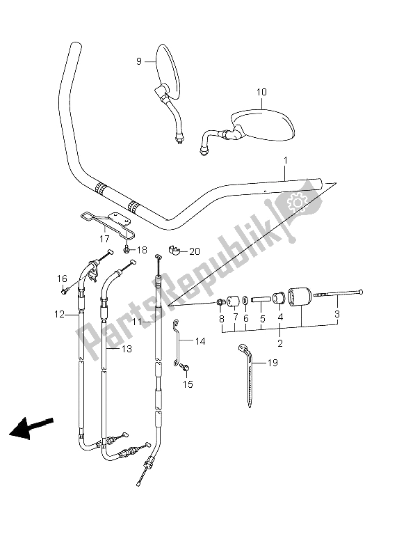 Toutes les pièces pour le Guidon du Suzuki VL 800C Volusia 2006