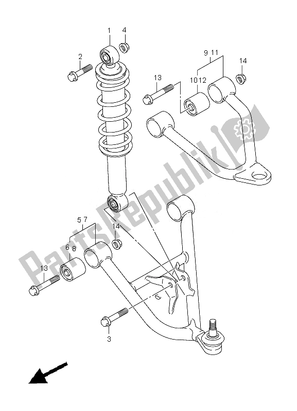 All parts for the Suspension Arm of the Suzuki LT F 250 Ozark 2010
