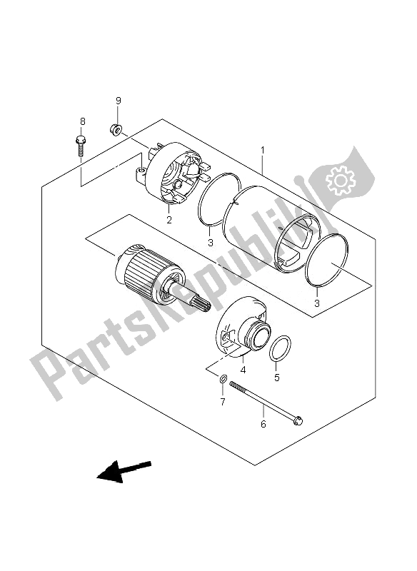 All parts for the Starting Motor of the Suzuki GSF 1250 Nsnasa Bandit 2007