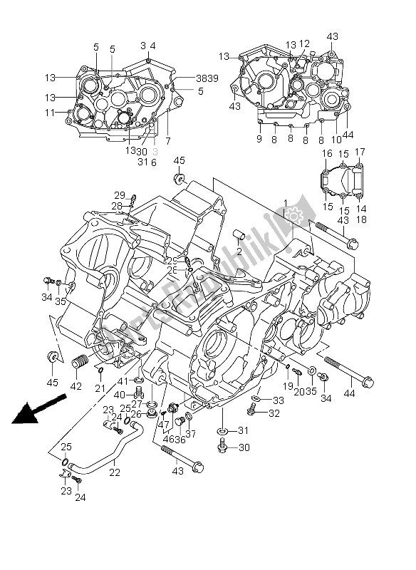 All parts for the Crankcase of the Suzuki VZ 800 Marauder 2006