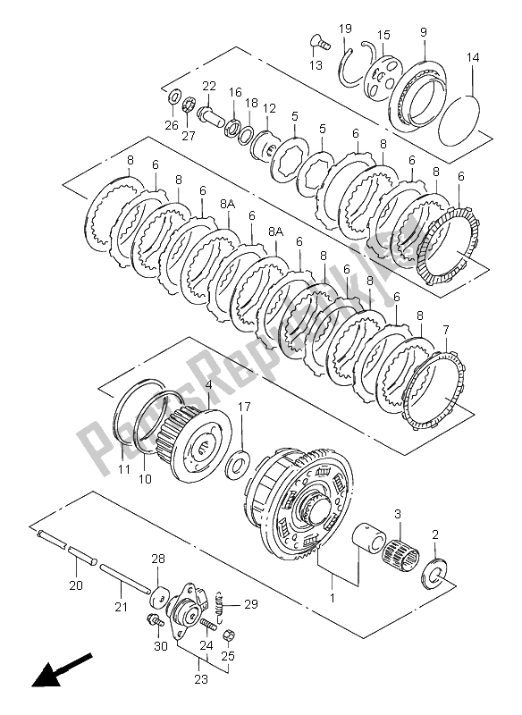 All parts for the Clutch of the Suzuki GSX R 750 1997