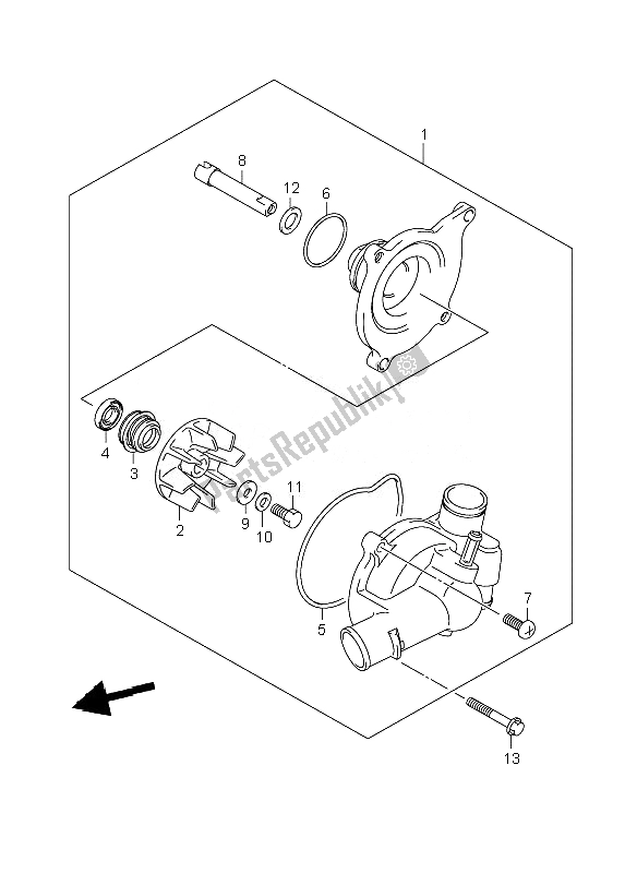Alle onderdelen voor de Waterpomp van de Suzuki VZR 1800 RZ M Intruder 2007