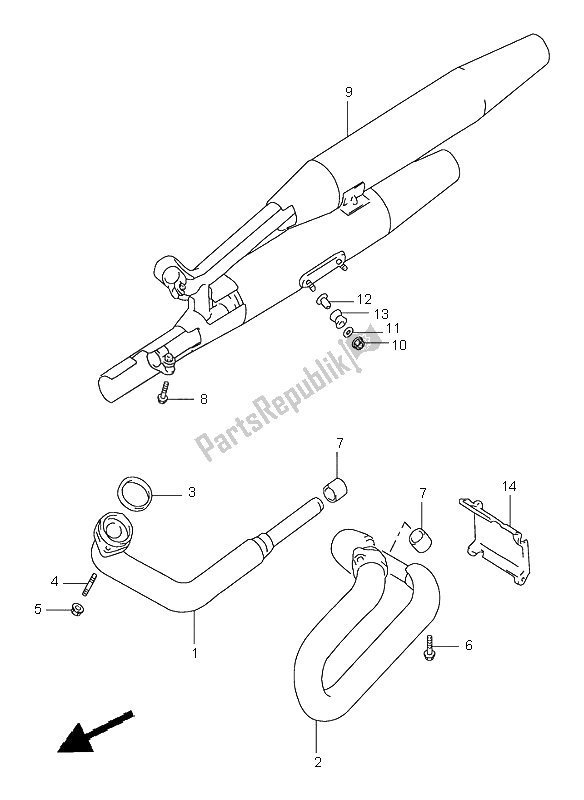 All parts for the Muffler of the Suzuki VZ 800 Marauder 2000