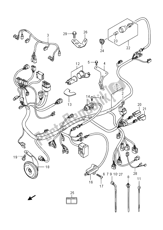 Tutte le parti per il Cablaggio (uh125 E19) del Suzuki UH 125A Burgman 2014