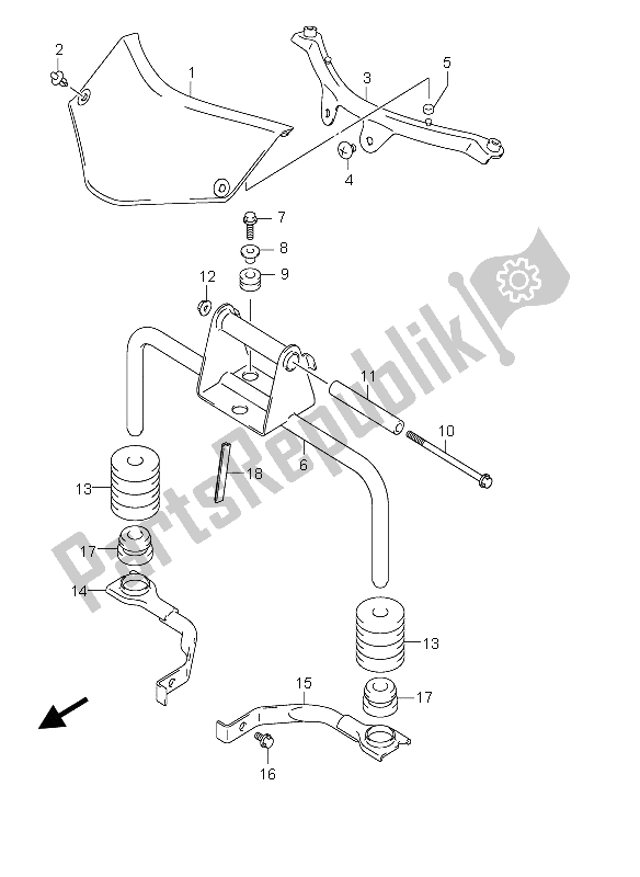 All parts for the Front Bracket of the Suzuki DL 650 V Strom 2006