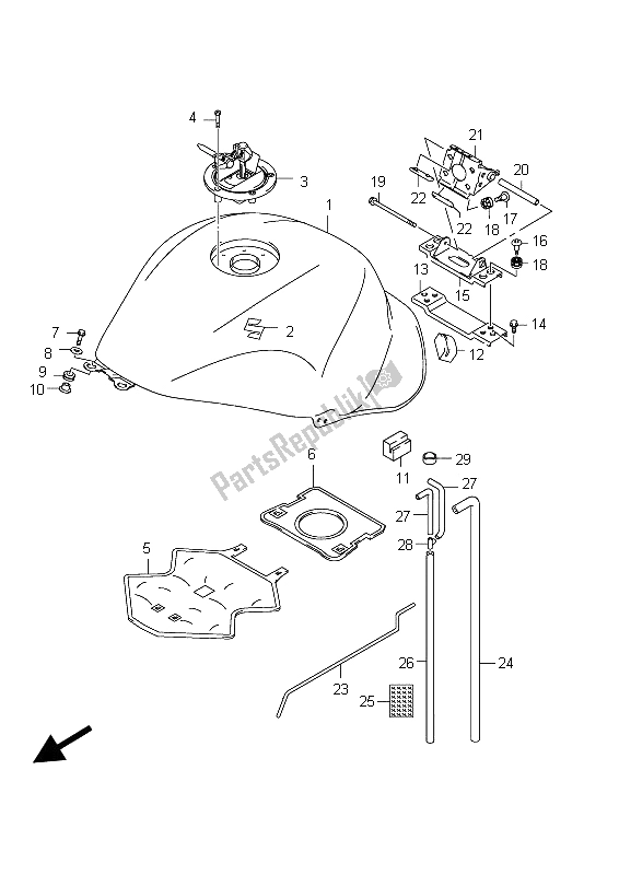 Tutte le parti per il Serbatoio Carburante (gsx1300r E19) del Suzuki GSX 1300R Hayabusa 2012