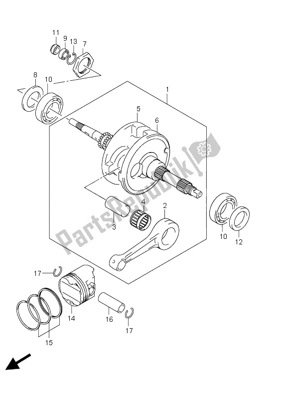 All parts for the Crankshaft of the Suzuki UH 125 Burgman 2008