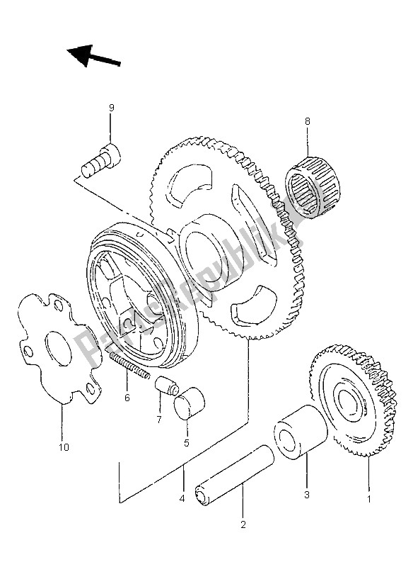 All parts for the Starter Clutch of the Suzuki GZ 125 Marauder 2000