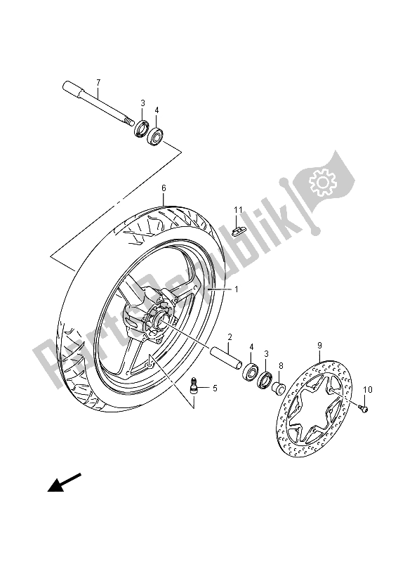 Todas las partes para Rueda Delantera de Suzuki GW 250 Inazuma 2015