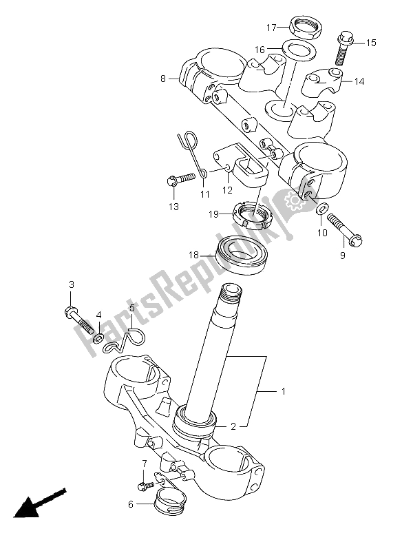 Toutes les pièces pour le Support De Fourche Avant du Suzuki DR Z 400E 2005